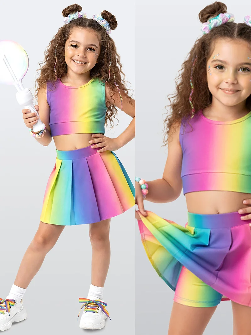 دينوكيدس بنطلون رياضي ضيق للبنات وبلوزة قصيرة